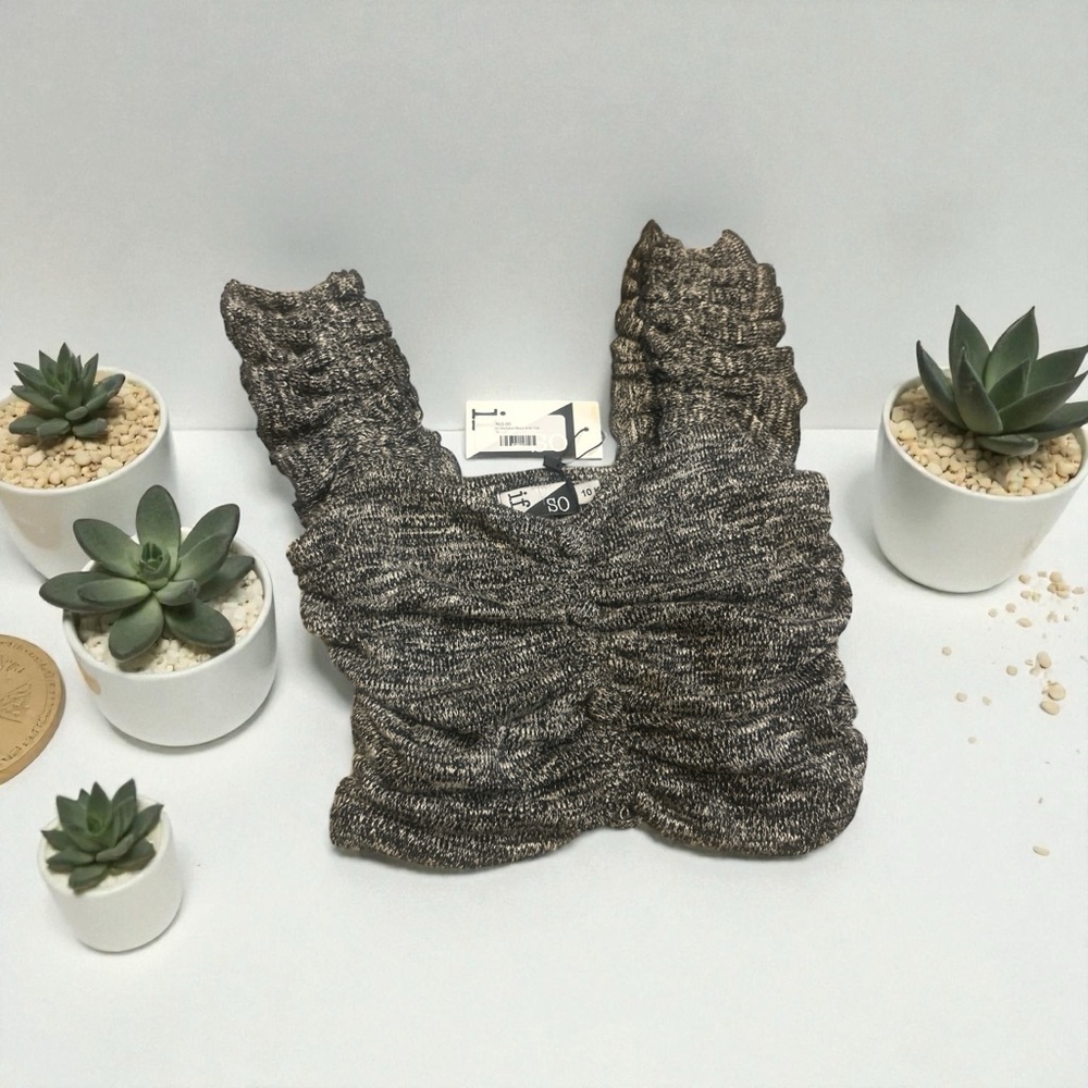 Marbled Gray Textured Knit Top